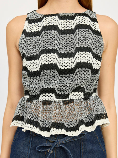 Genesis Top in Black & Ivory