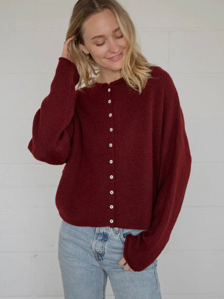Piper Cardigan in Wine