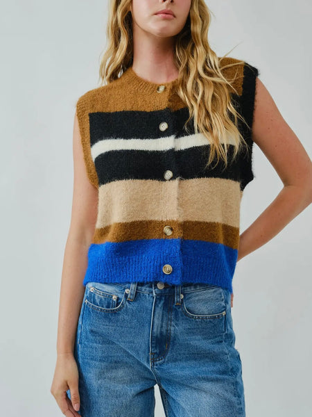 Maple on the Mind Sweater Vest in Brown Combo