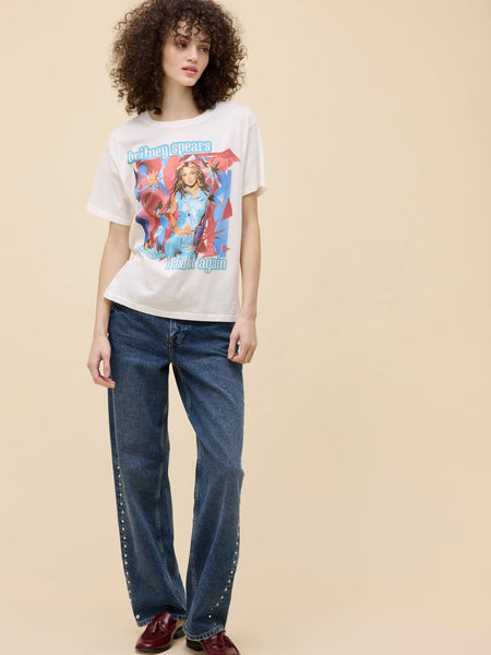 Britney Spears Oops I Did It Again Boyfriend Tee in Vintage White