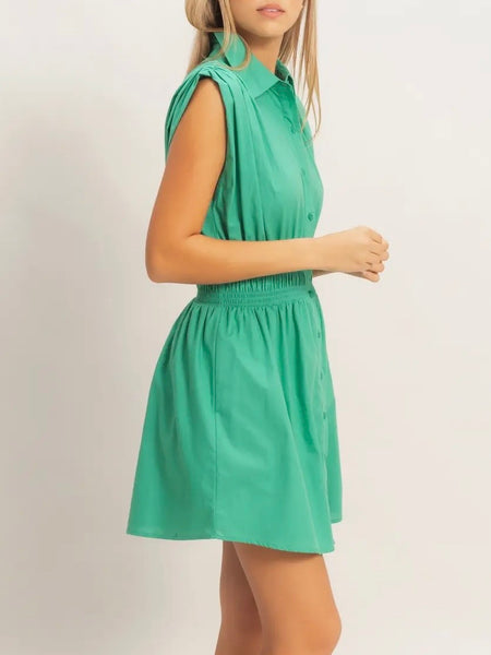 Sleeveless Summer Dress in Retro Green