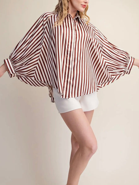 Stripe Season Blouse in Brown