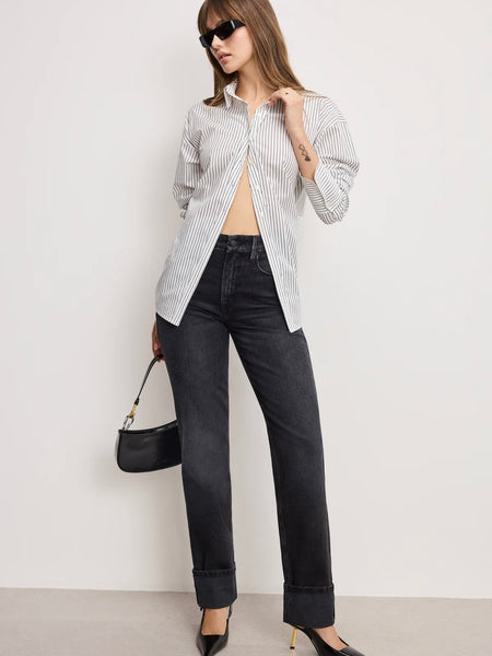 Poplin Tie Back Shirt in Pinstripe