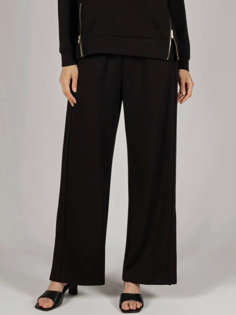 Tru Side Binding Wide Leg Pants in Black