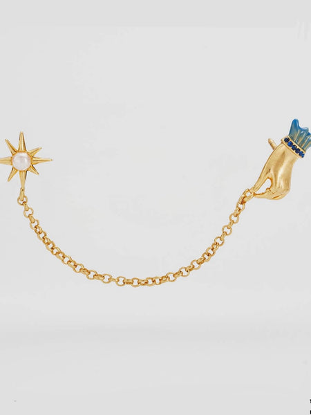 Palm Of Your Hand Pearl Chain Collar Pin
