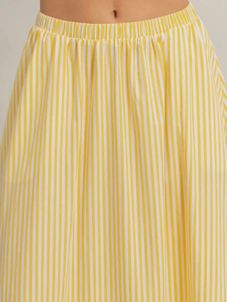 Stay Striped Maxi Skirt in Yellow