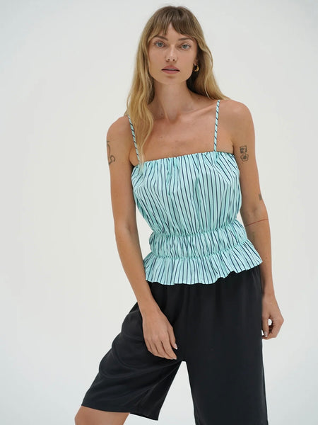 Pali Top in Teal Stripe