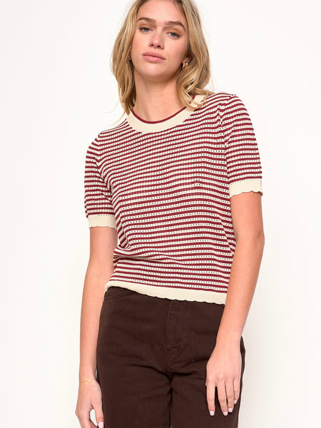 Cora Top in Aubergine & Ivory