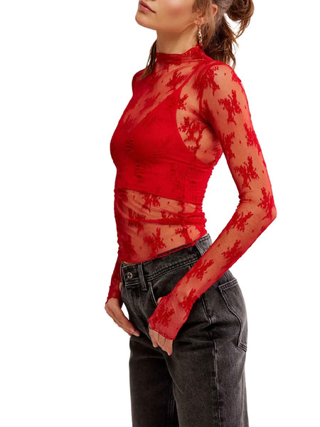 Lady Lux Layering Top in Red Racer