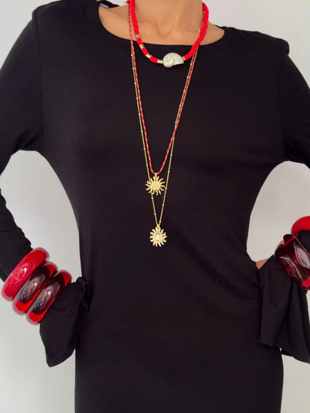 The Formentera Bangle Set in Red