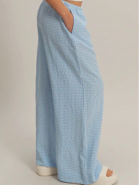 Bring The Gingham Pant in Blue