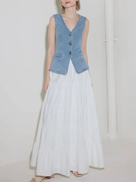 Denim Does Vest in Light Blue