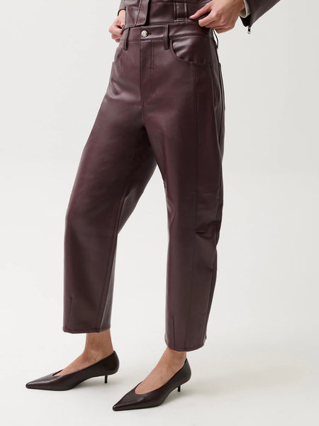 Eli Faux Leather Pant in Cabernet