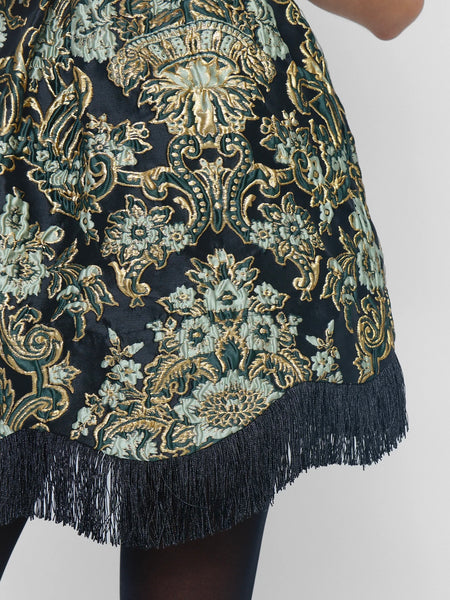 Knightley Mini Dress in Midnight Brocade