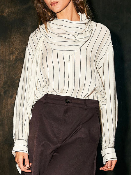 Darling Drape Top in White & Brown