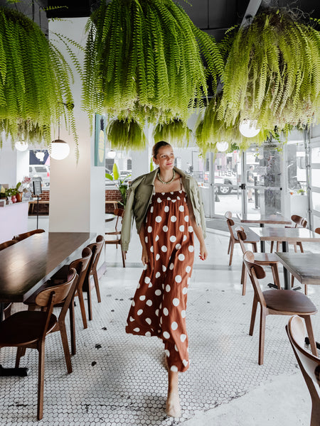 Millie Polka Dot Dress in Brown