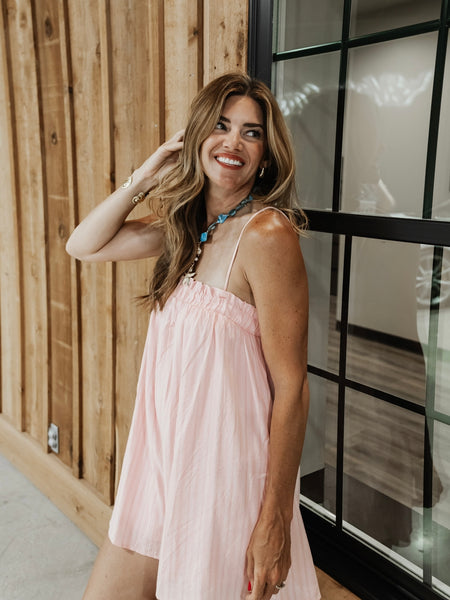 Stop, Drop & Stroll Romper in Pink