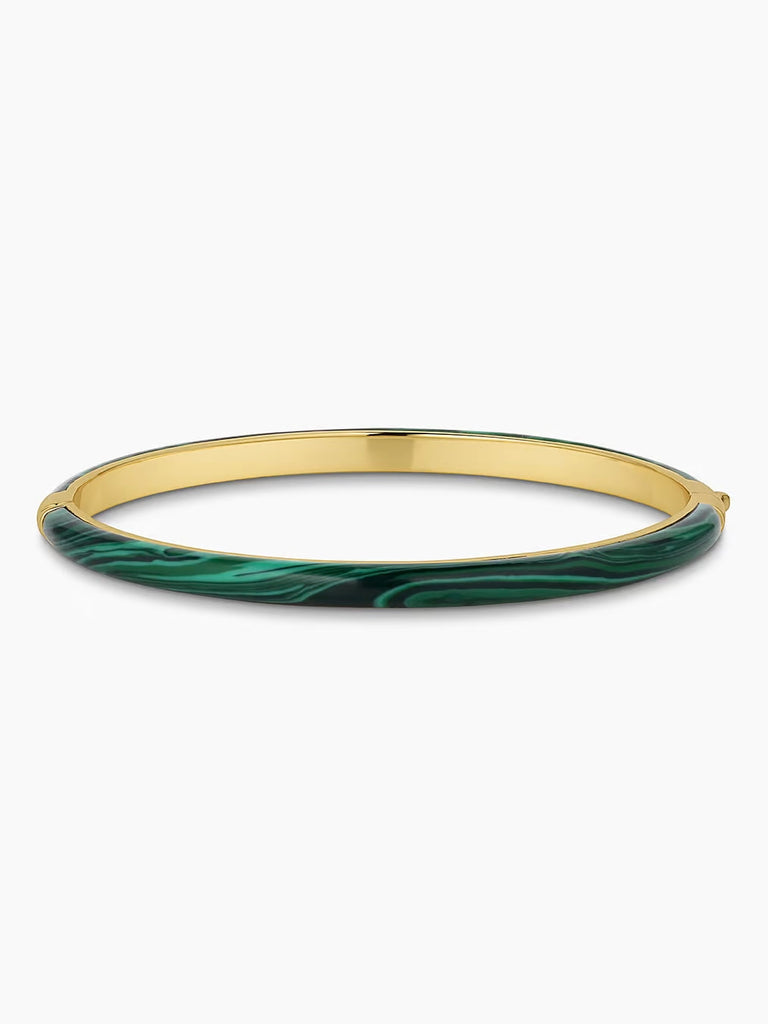 Paseo Marble Cuff in Malachite Marble Gold