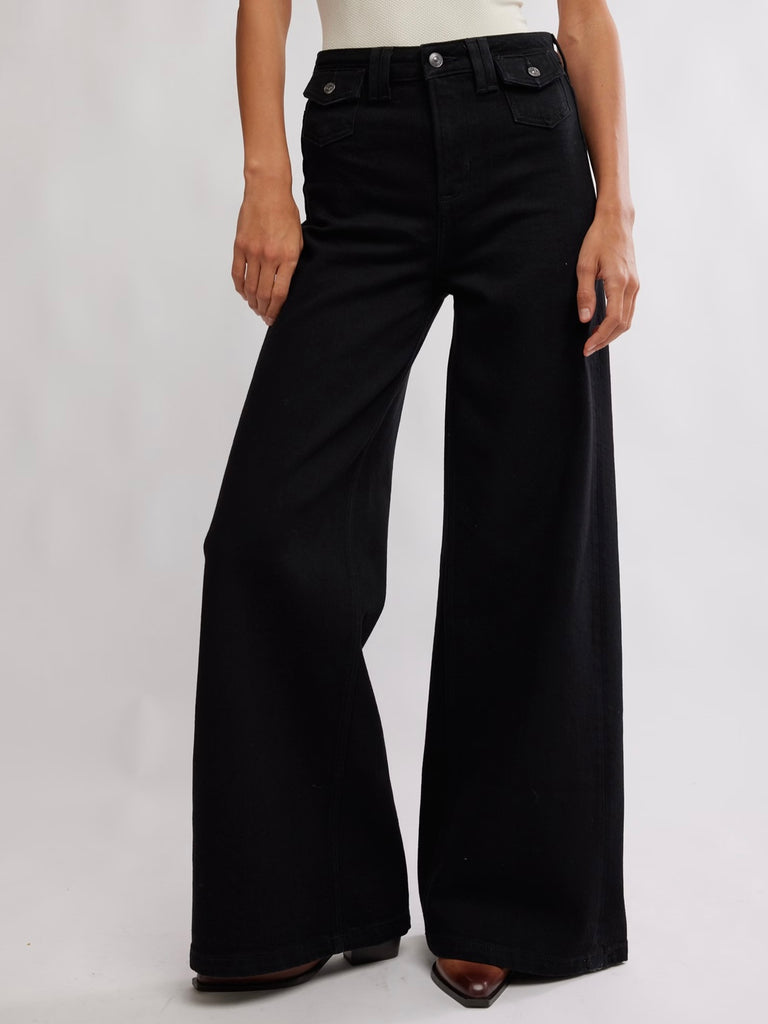 Kellee High Rise Palazzo in Black Eyeliner