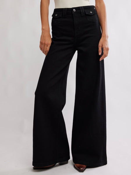 Kellee High Rise Palazzo in Black Eyeliner