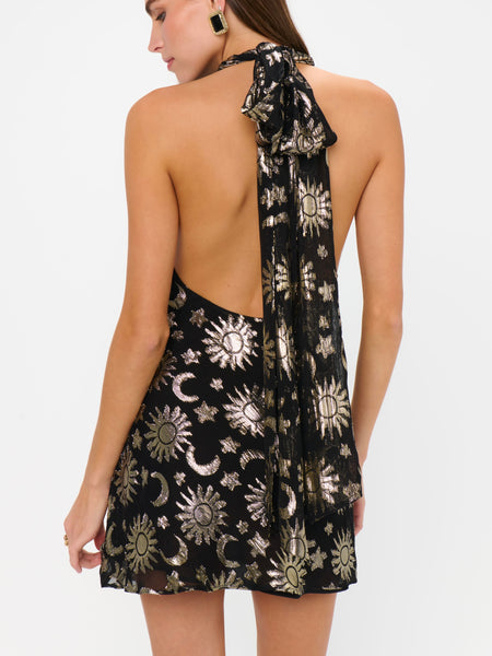 Lisa Mini Dress in Celestial Shimmer Chiffon