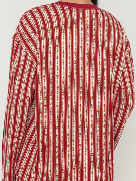 Stay In PJ Set in Poinsettia Stripe Silky Rib