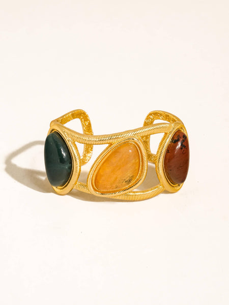 Auburn Stone Cuff Bracelet in Gold
