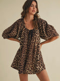 So Spotted Puff Sleeve Romper in Leopard