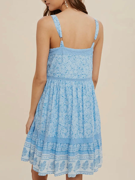 Top Tier Mini Dress in Cornflower