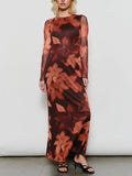 Wine Down Floral Maxi Dress in Burgundy