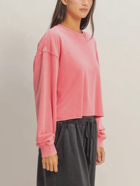 Mottled & Mineral Crop Tee in Taffy Pink