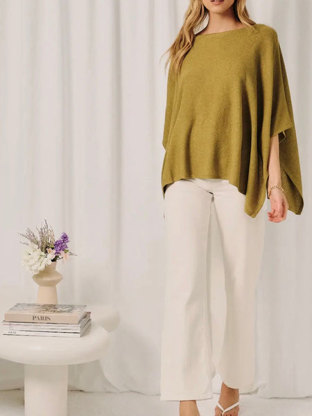 Loose Leaf Cape Sweater in Chartreuse