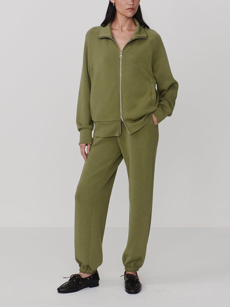 Tyde Zip Through Sweat in Loden Green