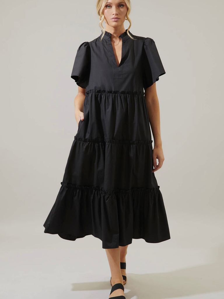 Have No Fear Midi Dress in Black