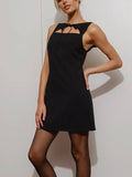 High Tie Mini Dress in Black