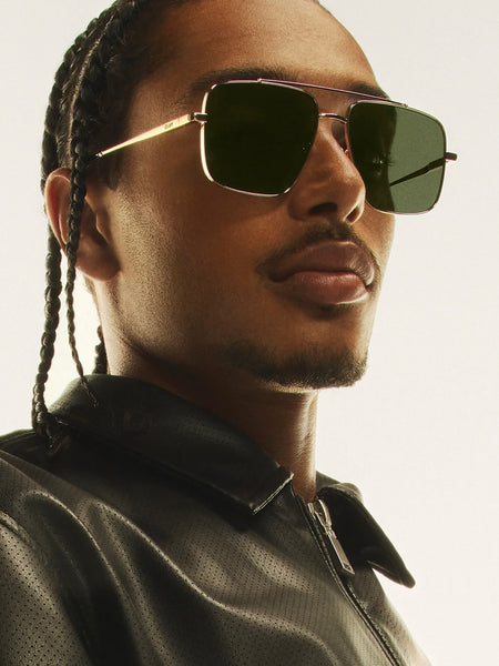 Level Out Sunnies in Gold & Green Polarized