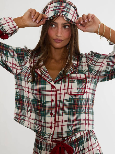 Eye Mask in Frosted Pine Plaid