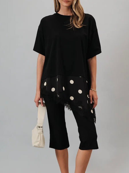 Show Your Spots Asymmetrical Tee in Black