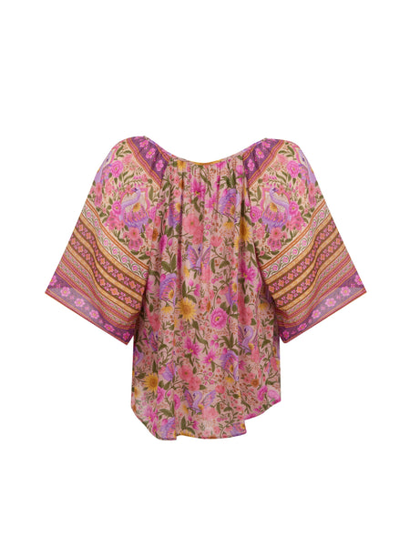 Swan Lake Flutter Sleeve Blouse in Lilac Rose