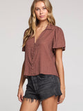 Charlee Top in Mocha Dot