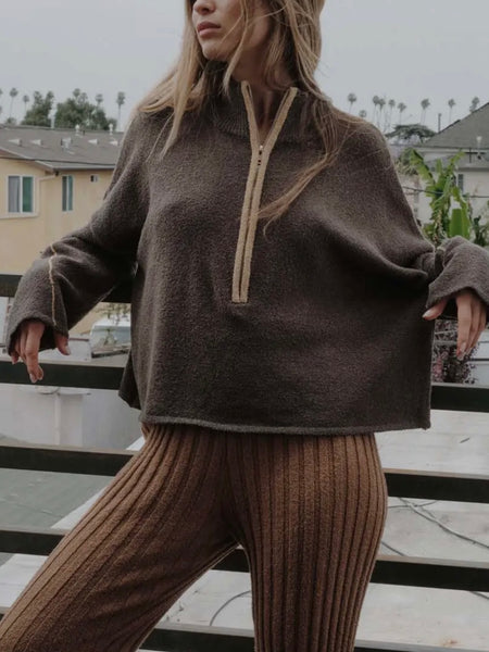 Cozy By The Campfire Quarter Zip in Brown