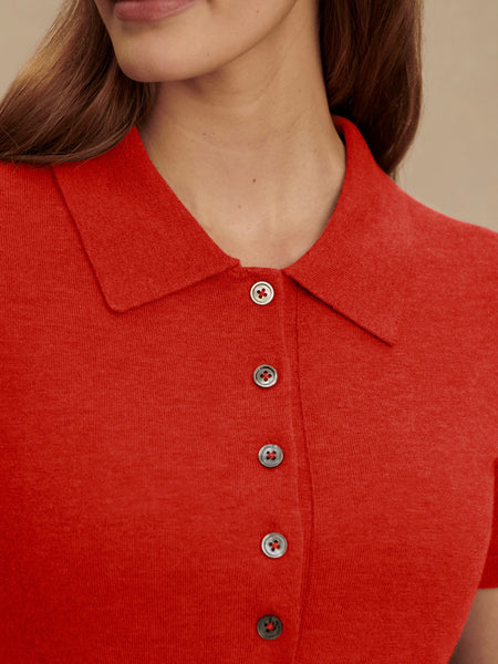 Toni Polo Knit Tee in Poinsettia