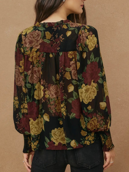 Twilight Bloom Blouse in Black