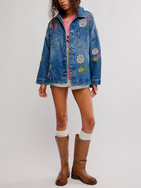 Madison City Embroidered Jacket in Cowboy Romance