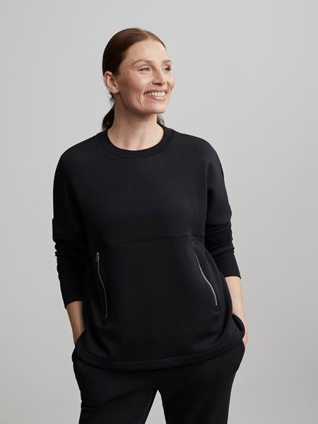 Paige Longline Sweat in Black