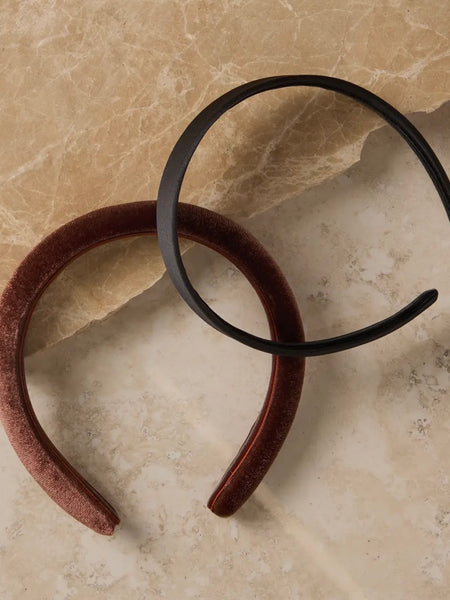 Black & Chocolate Satin & Velvet Headbands