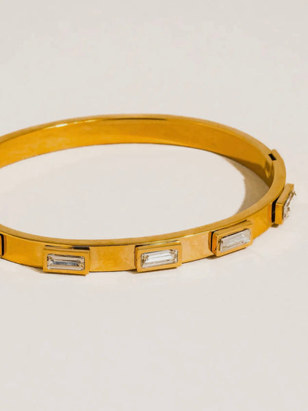 Tanith Baguette CZ Bangle in White