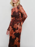 Wine Down Floral Maxi Dress in Burgundy