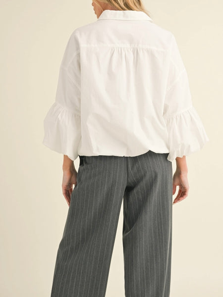 Just A Pop Button Up in Off White