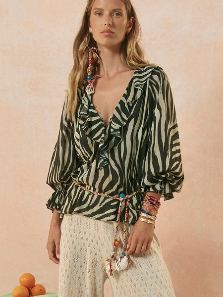 Zevra Blouse in Washed Charcoal